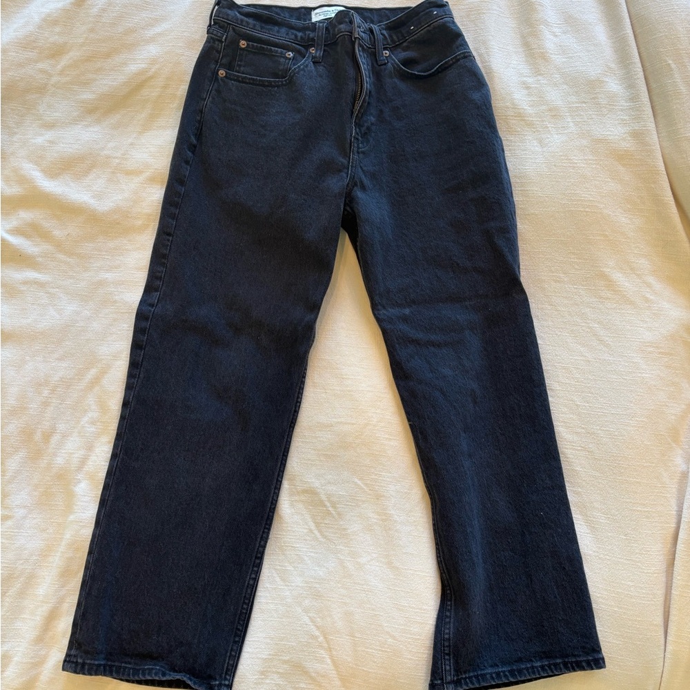 Abercrombie & Fitch Women's Straight Leg Jeans - Dark Blue
